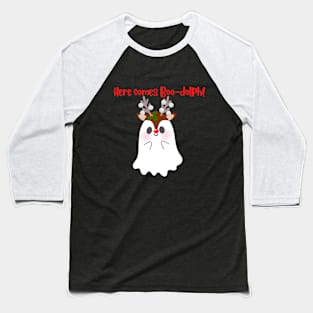 Here Comes Boo-Dolph (Rudolph) Holiday Winter Ghost Baseball T-Shirt